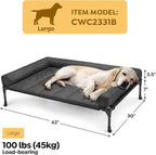 Veehoo Outdoor Elevated Dog Bed with Waterproof Bolster Cushion, Cooling | Raised Dog Bed with Removable & Washable Mat Topper, Breathable Mesh, Dog Couch Cot for Indoor Outdoor, 42", Large, Black