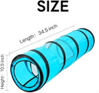 PAWISE Cat Tunnel for Indoor Cats, Collapsible Pet Tube with Peek Hole | Peek hole, tear-proof polyester, 10.5x34.5in, for cats rabbits, blue