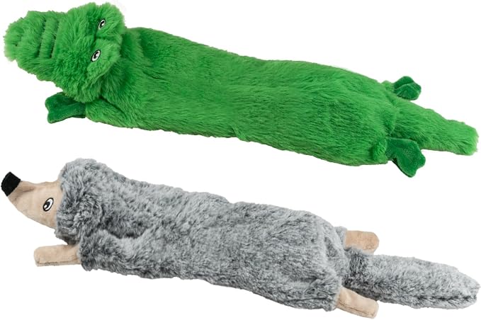 SHARLOVY Dog Squeaky Toys No Stuffing 2 Pack, Plush Crinkle Dog Toys for Large Breed, Durable Doggie Chew Cute Animals Puppy Toy for Teething