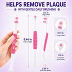 Dog Toothbrush, Dual-Head, for Medium-Large Dogs,Pink | Soft Bristles for Gentle Cleaning, 60° Curved Bristles for Better Coverage, Comfortable for Sensitive Gums