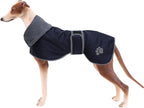 Geyecete Dog Winter Coat Greyhound Raincoat Fabric with Lamb Velvet Inside Outdoor Dog Apparel with Adjustable Bands for Medium, Large Dog-Navy-XL