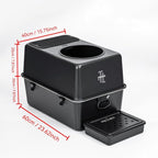 304 Stainless Steel Cat Litter Box, Fully Enclosed Leak-Proof & Rust-Proof Top-Entry XL Litter Box with Metal Scoop, Litter Mat, Side Clamps & Handles for Large Cats (Black, XX-Large)