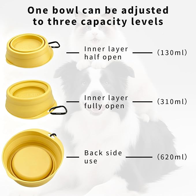 Cool Kids Collapsible Dog Bowl Travel Portable Anti-Tip Double-Sided | 2-In-1 Slow Feeder & Hydration, Catnip Scent, Abs+Tpe Sturdy Build, Fits Small Medium Pups, Hiking Camping Gear