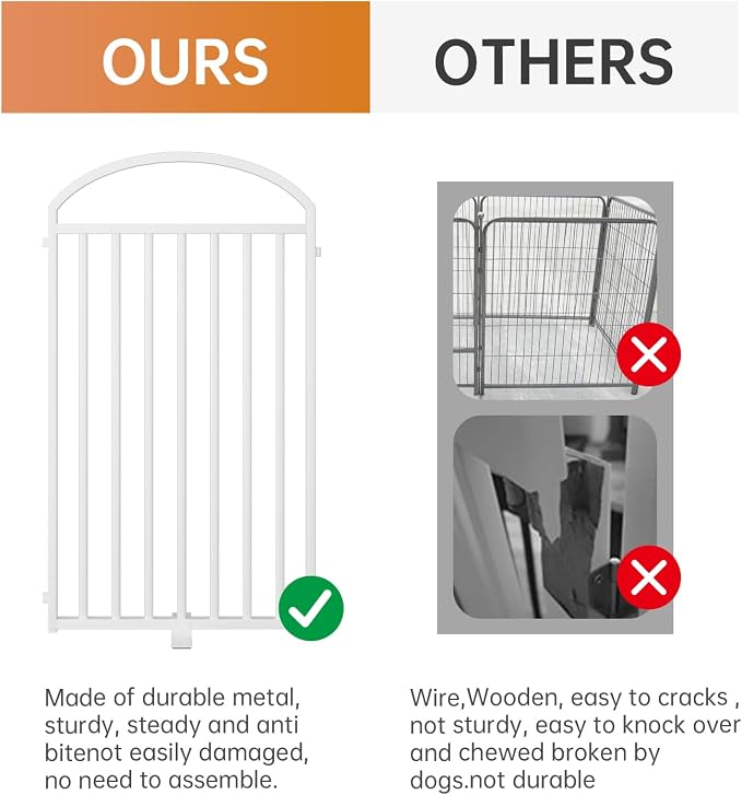 SNUOWU 6 Panels Full Matel Freestanding Dog Gates with Door, 144"Extra Wide 36"Tall Free Standing Dog Pet Gate for Indoor & Outdoor. Foldable Pet Fences for Doorways, House, Stairs, Porch, Deck, Yard