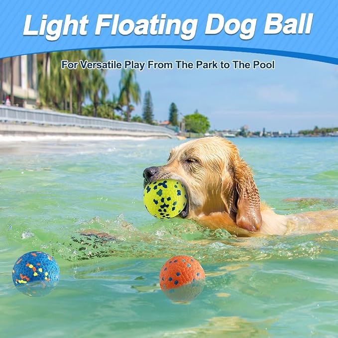 Mankoda Dog Balls, 3" Indestructible Tennis Balls for Aggressive Chewers | Floating Fetch Toys, Durable ETPU Rubber, Bouncing & Lightweight, Interactive Chewing Safe for Medium Large Dogs - 3 Pack