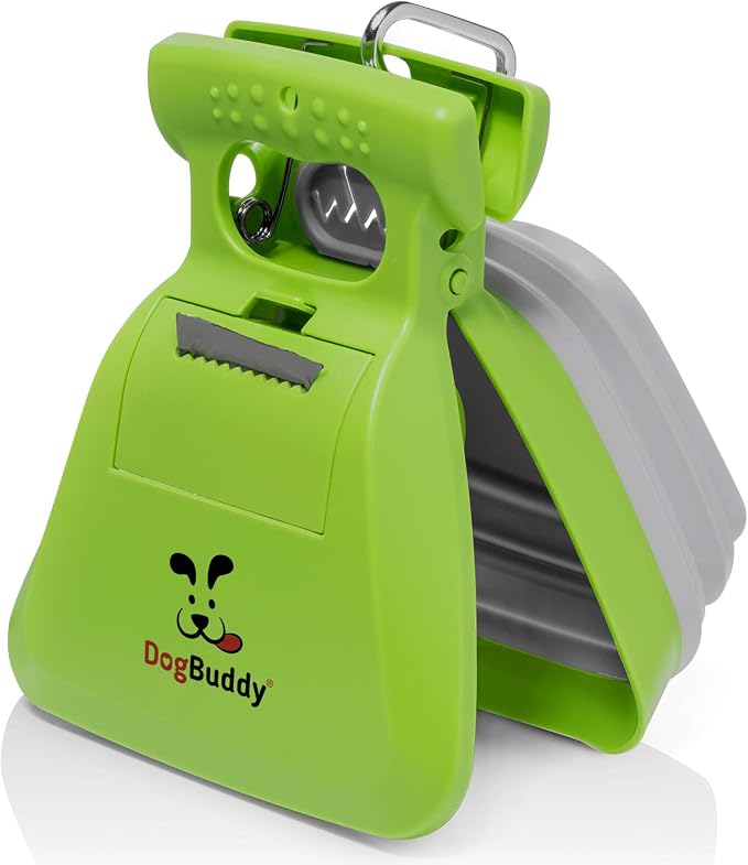 DogBuddy Pooper Scooper, Portable Dog Pooper Scooper, Poop Scooper for Small and Large Dogs, Pooper Scooper with Bag Attachment, Leash Clip and Dog Waste Bags Included (Large, Kiwi)