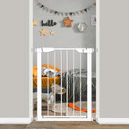 Fairy Baby 22.8"-25.5" Narrow Baby Gate for Small Stair Doorways No Drill | Pressure Mounted Small Pet Dog Gates, Easy Walk Thru Child Safety Gate, Adjustable Tension Metal Gate No Extensions, White