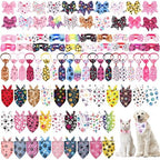 Reginary 120 Pcs Paw Bone Print Dog Bandanas Bulk Dog Bows Set Bow Ties Cat Scarf Colorful Washable Triangle Pet Kerchief Cute Bib for Summer Small Medium Large Pets Grooming Accessories Costume by Reginary