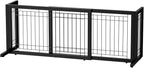 Bonnlo Free Standing Dog Gate, 37" - 68" Wide Pet Gate for Fireplace Stairs Doorways, Wooden Adjustable Pet Fence Indoor, Christmas Tree Gate (Black)