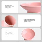 Ceramic Elevated Cat Bowls - 6.2 Inch Extra Wide Raised Cat Food and Water Bowl Set for Indoor Cats, Whisker-Friendly Ceramic Cat Dish for Elder Big Cats & Small Dogs,Pink,2 Pack