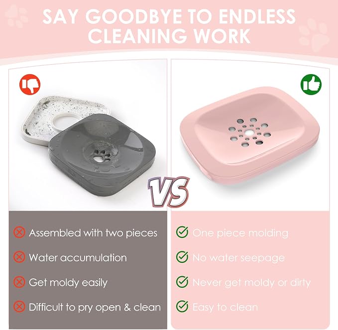 3L No Spill Dog Water Bowl with Slow Drinking Disk(Pink) | Clear Acrylic, Easy Water Check, Non-slip Pads, Slobber Stopper Splash Proof Water Bowl for Sloppy Messy Drinkers Reduce Mess