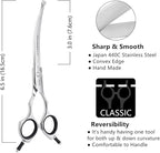 HASHIMOTO Curved Dog Grooming Scissors with Safety Round Tips, 6.5 inch. | Lightweight, No Stabbing with Blunt Tip, 440C Stainless Steel, Sharp, Friendly to amateur.