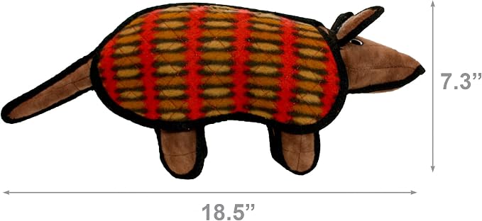 TUFFY® : 2 Pack Armadillo Dog Toy: Ultra Durable Plush Toy with Multiple Layers & Reinforced Seams, Washable and Floats, Original Construction