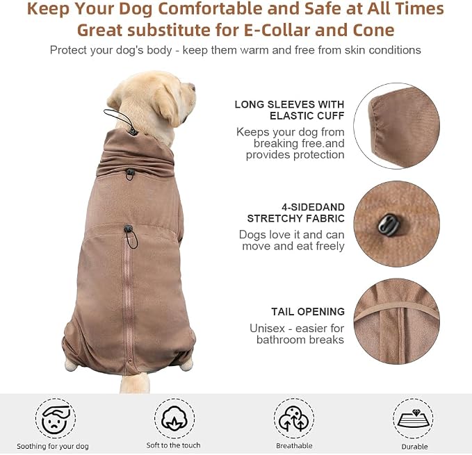 Dog Pajamas for Large Dogs,Extra Large Stretch, Suitable for Adult, Medium-Sized Dogs, Large Pet Jumpsuit Four-Legged Dog Clothes, Pet Clothing. (Coffee Color, 5XL)