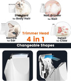 Dog Grooming Kit, Low Noise Paw Trimmer and Nail Grinder with Bonus 3-Piece Vintage Wooden Pet Comb Set, All-in-One Cordless Pet Grooming Clippers, Rechargeable and Quiet for Dogs, Cats - Snow