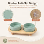 Havniva Raised Cat Bowl 5.1” Elevated Ceramic Cat Food and Water Bowl Set | Cat Bowls Elevated, Whisker Friendly Cat Bowl, Non-Slip Wood Stand, Food-Grade Ceramic, Wide Opening, Dishwasher Safe