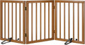Freestanding Pet Gate Foldable Dog Gate (55 inches Wide) Walnut Bamboo Dog Gates for Stairs Doorways House (2 Support Feet Included)