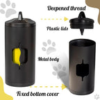 Metal Dog Poop Bag Holder 2-Pack w/Leash Clip|Durable Scratch-Resistant Aluminum|30 Bags+6 Accessories（Black）