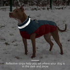 FUAMEY Dog Coat for Large Dogs, Fleece Dog Winter Jacket with Harness | Puppy Cold Weather Coats Reflective Pet Puffer Vest with Zipper Water-Resistant Warm Dogs Snowsuit Windproof Dark Blue XL