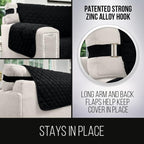 Sofa Shield® Couch Slip Covers for Dogs, Reversible Furniture Protector with Strap, Stain and Tear Resistant Cushion Cover, 78 inch Seat, Machine Washable Slipcover Pets, Cats, Black Gray