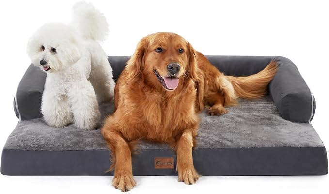 Orthopedic Dog Bed for Extra Large Dogs, Dark Grey, 45x35in | Orthopedic Foam Relieves Joint Pressure, Bolsters Supports Head And Neck, Washable Cover, Non-Slip Bottom