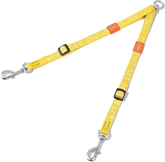 HOWGO Double Dog Leash,Tangle-Free 360 Swivel(Yellow, Pro M-L Splitter) | Individually Adjustable Length, Coupler Leads 2 Dogs,Aviation Aluminum Hooks,Durable Nylon,No-Tangle Walking,All Breeds