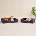 EHEYCIGA Orthopedic Dog Beds Large Sized Dog, Waterproof Washable Pet Bed | Non-Slip Bottom and Egg-Crate Memory Foam XL Dog Couch Bed with Washable Removable Cover, Purple