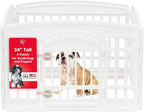 IRIS USA 4-Panel Dog Playpen, Pet Enclosure, White | Puppy Training, Configurable Layout, Multi-Shape Setup, Custom Pen Configuration, Secure Door Latch, Stable Non-Tip Base