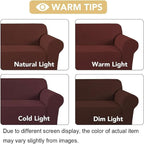 H.VERSAILTEX Stretch Sofa Covers for 3 Cushion Couch Covers Sofa Slipcovers for Living Room Feature Thick Checked Jacquard Fabric with Elastic Bottom(X-Large Sofa 101"-110" Wide, Burnt Brick)