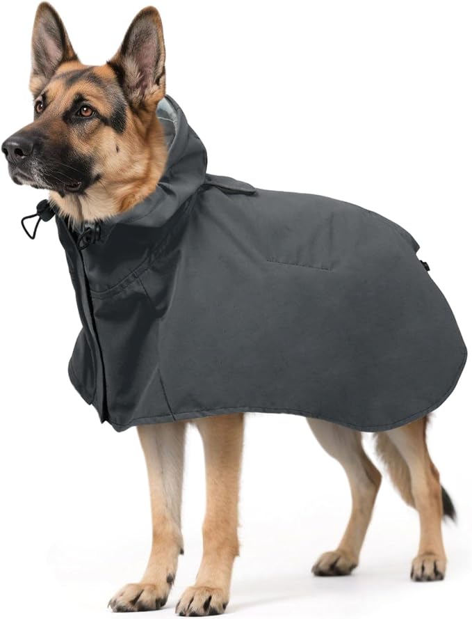 Waterproof Dog Raincoat with Hood, Windproof Rain Jacket for Large Dogs | Adjustable Reflective Dog Rain Coat with Leash Hole, for Rainy&Snowy Day, Fits Golden Retriever, Labrador, German Shepherd