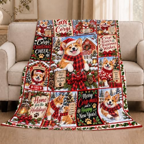 Corgi Christmas Throw Blanket Cute Puppy Holiday Gifts 50''X60'' - Image 2
