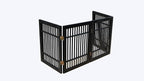 Urnporium Pet Dog Gate Freestanding, Strong Durable Folding Wooden Fence, Portable Acacia Hardwood Safety Barrier for Indoor & Outdoor Use (Black Pet Gate, 4 Panel 24" Tall)