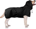 Dog Raincoat, Waterproof Dog Rain Jacket with Hood Black 2XL | Rain Coat For Large Dogs, Doggy Poncho With Leash Hole, Reflective Strips, For Rainy Snowy Weather Walks, Hiking, Camping
