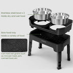 3-in-1 Elevated Dog Bowls Mess Proof Raised Slow Feeder Dog Bowls, 4 Height Adjustable Dog Bowl Stand Licking Plate with 2 56oz Stainless Steel Dog Food Bowls for Small Medium Large Dogs Pets