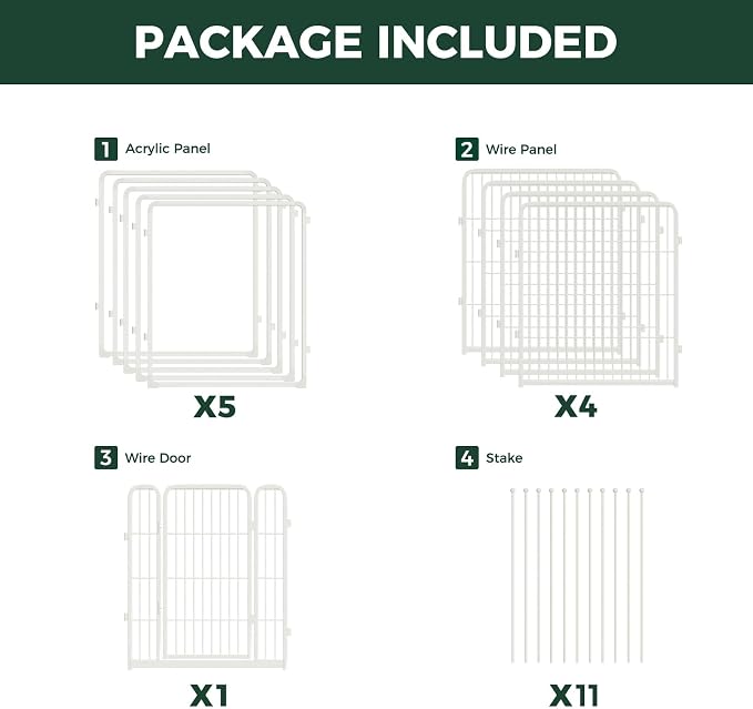 FXW AuraSpace Pro Acrylic & Wire Mesh Indoor Dog Playpen, 32" H, 10 Panels | Clear View, Heavy-duty Metal, Flexible Layouts, Easy Walk-Through, For Small & Medium Dogs, Patented