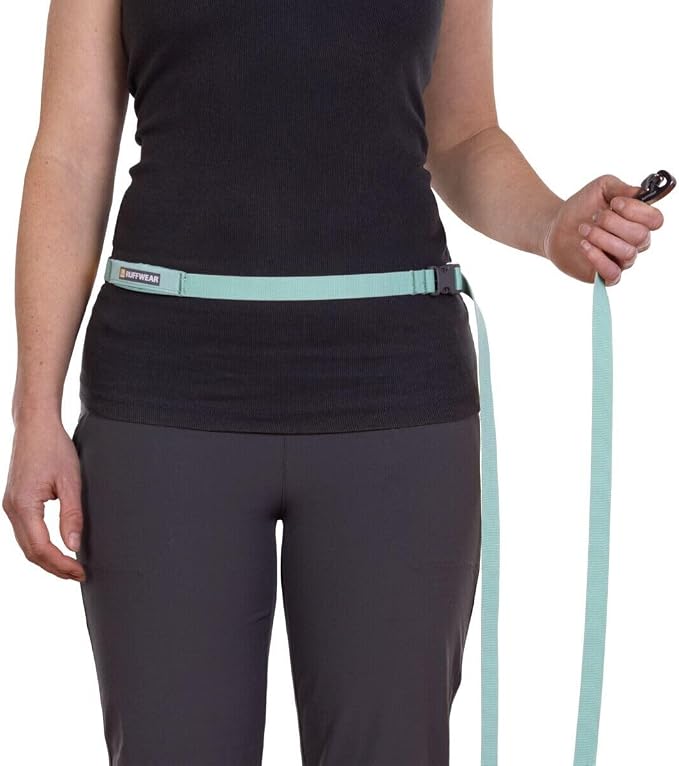 Ruffwear, Flagline Dog Leash, Lightweight Hands‑Free 6.5 ft Lead, Adjustable Waist‑Worn or Handheld, Lockable Swivel Crux Clip, Low‑Profile Pick‑Up Bag Stash Pocket, Sage Green