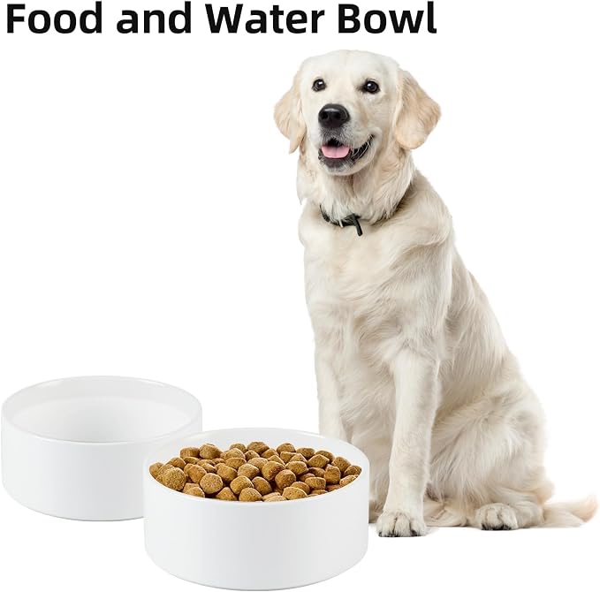 Havniva Ceramic Dog Bowls, 8.3” Dog Food and Water Bowl, Pet Feeding Bowl | Dog Food Bowl for Large Dogs, Food-Grade Ceramic, Dog Water Bowl with Non-Slip Rubber Base, Large Capacity, Dishwasher Safe