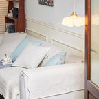 Leaf Floral Cotton Quilted Dog Couch Cover for Sofa Farmhouse Rustic Embroidered Sectional Couch Cover Soft Anti-Slip Sofa Slipcover Furniture Protector for Kids, Pets (White,28"x82")