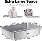 Stainless Steel Litter Box, Metal Cat Litter Box XXXL | 28" X 20" X 6", Extra Large Steel Litterbox for Big Cat, Multiple Cats, No Smell, Non Stick, Easy Cleaning