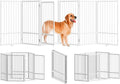 SNUOWU Full Metal Freestanding Dog Gate with Door, 32''Height Foldable Pet Dog Fence for Indoor & Outdoor, 6 Panels Extra Wide Free Standing TallDog Gates for Doorways,House,Stairs,Porch,Deck,Yard