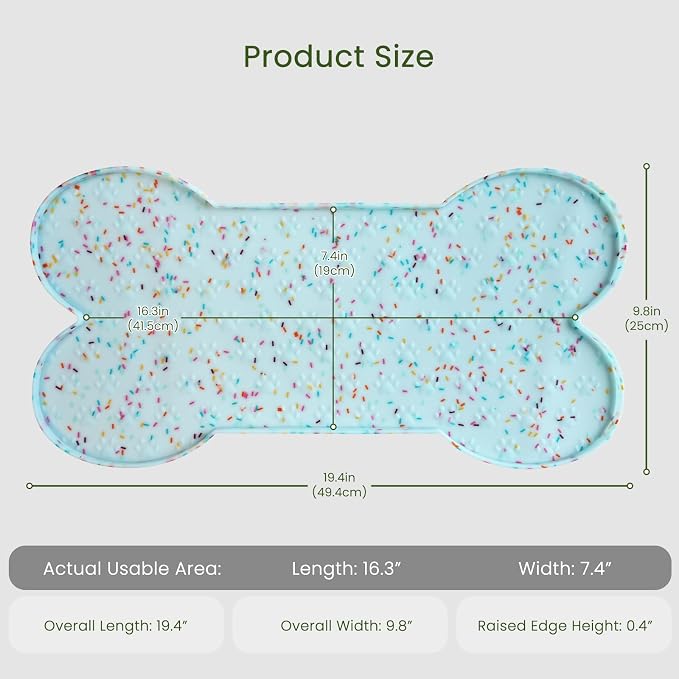PWTAA Dog Food Mat Anti-Slip Silicone Dog Bowl Mat Thicker Pet Placemat Waterproof Cat Feeder Pad with Raised Edge Puppy Kitten Feeding Mats Suitable Small Medium-Sized Dogs Cats Eating Tray - 2PCS