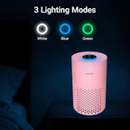 2 Pack Cobectal Air Purifiers for Home Bedroom, Air Cleaner with HEPA 3-in-1 Filter for Room up to 1050 ft², Aroma Function, Sleep Mode, Portable Air Purifiers for Office, Dorm, RVs, Hotel, Pink
