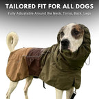 Spark Paws Dog Raincoat, Waterproof Windproof Rain Jacket, for Small Medium Large Extra Large Dogs, Reflective Breathable Full-Body Coverage Dry Suit - Green Brown Tan, 2XL