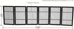 Urnporium Pet Dog Gate Freestanding, Strong Durable Folding Wooden Fence, Portable Acacia Hardwood Safety Barrier for Indoor & Outdoor Use (Black Pet Gate, 6 Panel 30" Tall)