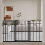Fairy Baby 38" Extra Tall Dog Gate for Stairs and Doorways, 65.4"-70.8" Extra Wide Pet Gate Indoor, Large Safety Child Gate No Drill, Metal Auto Close Baby Puppy Gate for House Walk Through, Black