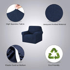 H.VERSAILTEX Stretch Chair Cover 1 Piece Armchair Slip Covers for Sofas/Couches with Elastic Bottom Soft Thick Furniture Protector for Dogs Cats Jacquard Small Checked(Armchair 31"-40", Navy)