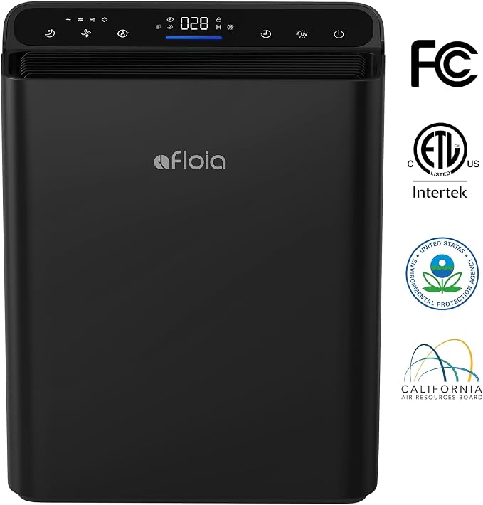 Afloia Air Purifiers for Bedroom Home Large Room Up to 2000Ft², 3-Stage Efficient Filter with Laser Air Quality Sensor for Pets Hair Dander Pollen Allergies Dust Mold Odor Smoke, Black