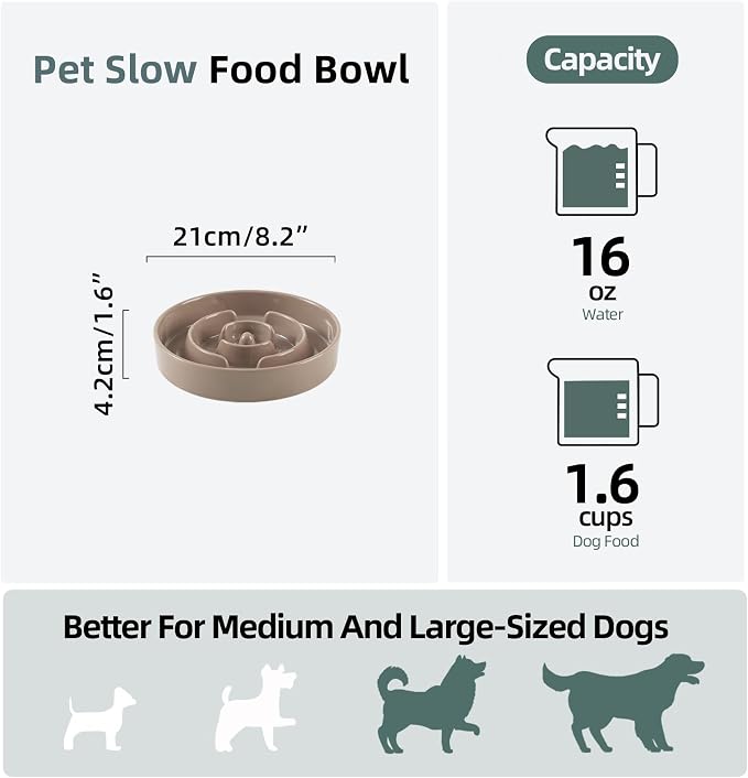 Havniva Slow Feeder Dog Bowls, Ceramic Dog Bowl Slow Feeder for Fast Eater | 1.6 Cups Puzzle Dog Food Bowl, Slow Feeding Bowls for Medium Dogs, Non-Slip Rubber Base, Anti-Choking