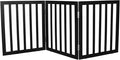 Dog Gate Indoor, Freestanding Dog Fence for The House, Doorways, Hallways,or Stairs,Pet Gate Foldable Wooden,Expandable 24" Height 3 Panels,Black