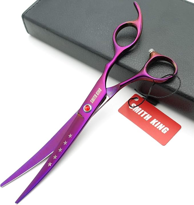 7.0in Professional Pet Grooming Scissors set,Straight & Thinning & Curved scissors 4pcs set for Dog grooming (Violet)